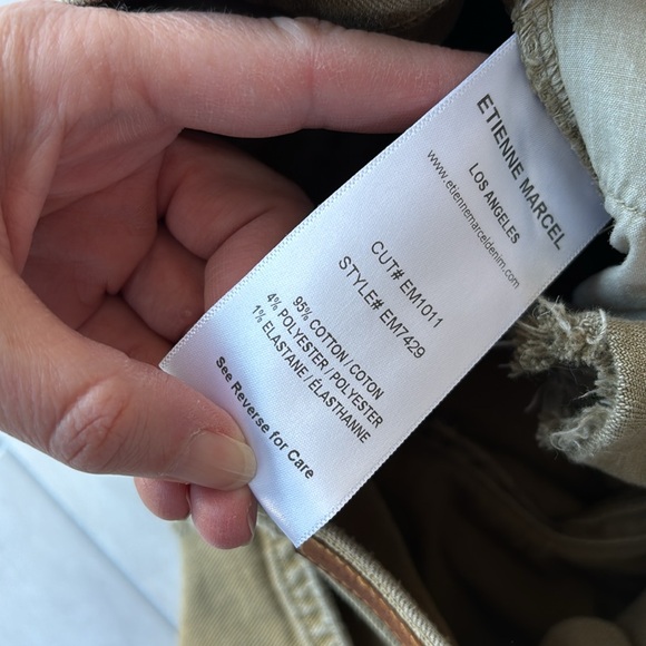 Etienne Marcel Distressed Denim Shorts Army Green 26 - Picture 7 of 9